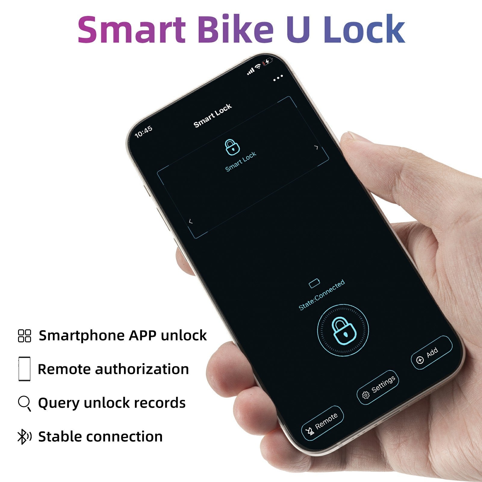 Smart Fingerprint U-Lock with App Control – Keyless, Waterproof, USB-C Rechargeable