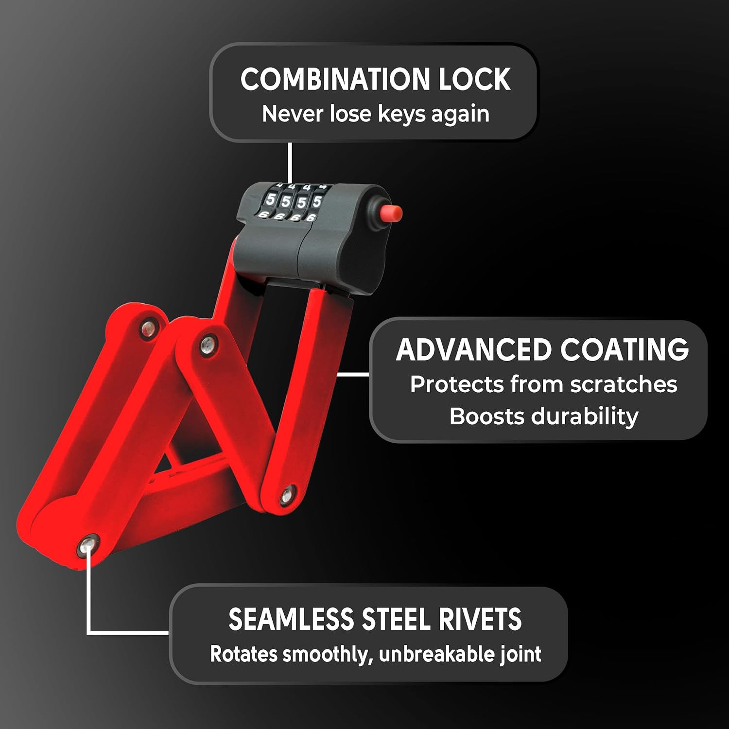 Compact Folding Lock – 4-Digit Keyless Security, 31" Hardened Steel Design