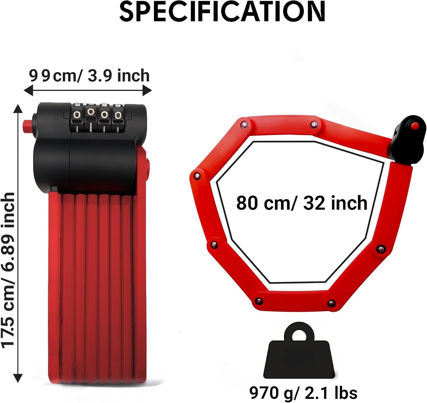 Compact Folding Lock – 4-Digit Keyless Security, 31" Hardened Steel Design