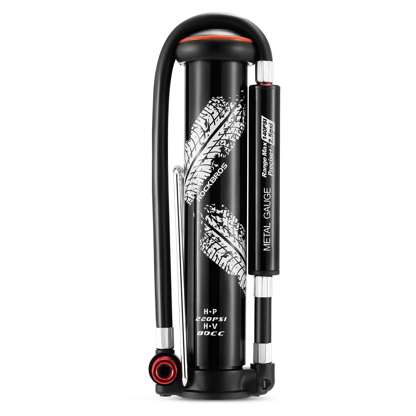 2-in-1 Manual Bike Pump – Hand Pump or Floor Pump, 220 PSI, Hidden Gauge