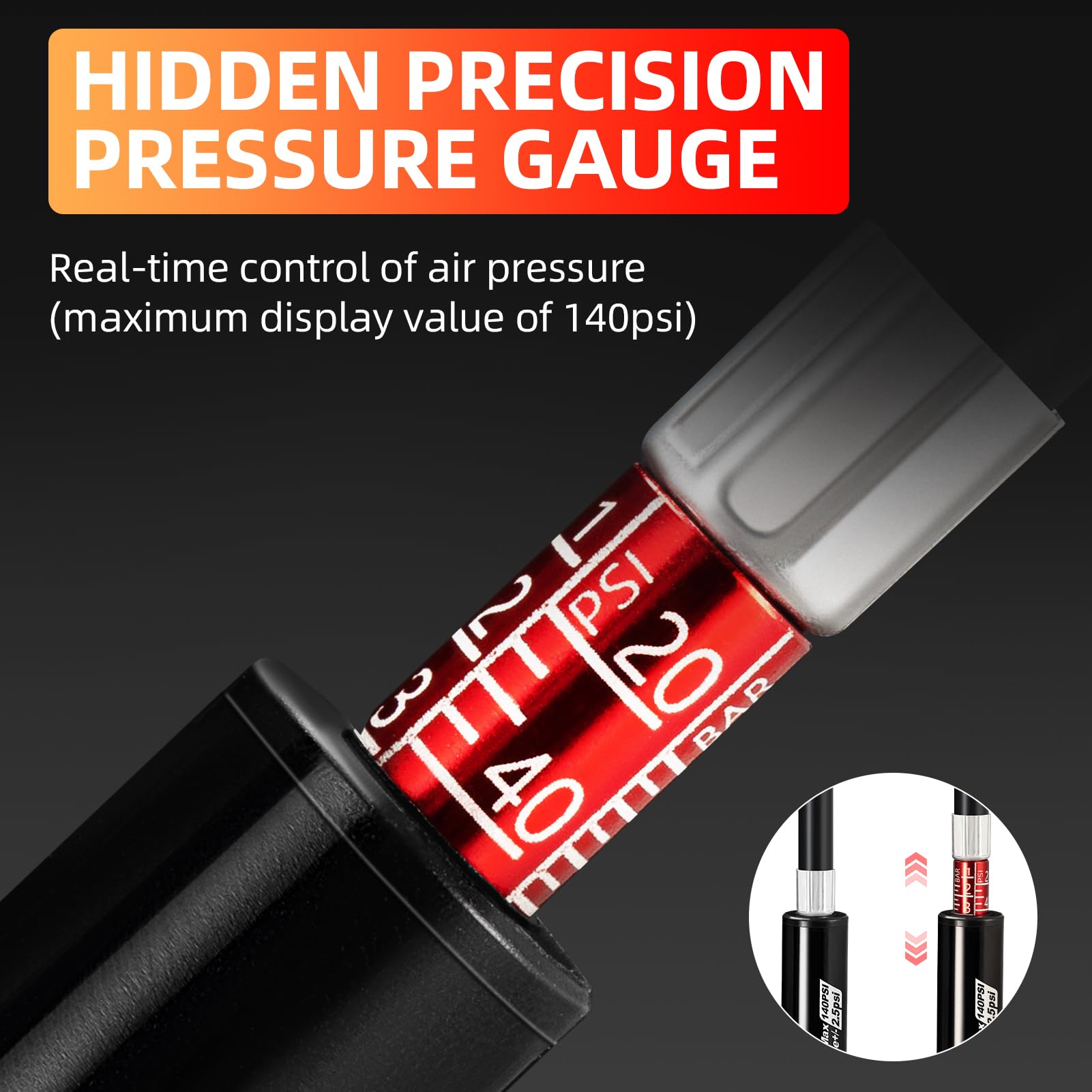 2-in-1 Manual Bike Pump – Hand Pump or Floor Pump, 220 PSI, Hidden Gauge