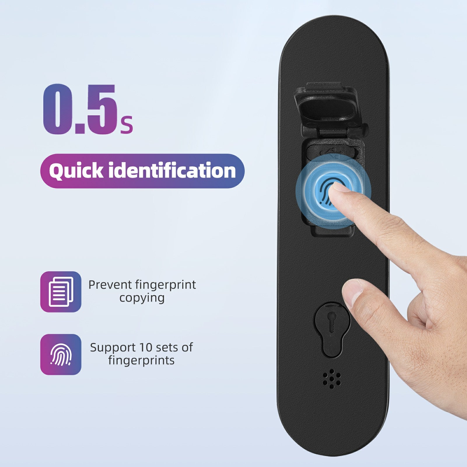 Smart Fingerprint U-Lock with App Control – Keyless, Waterproof, USB-C Rechargeable