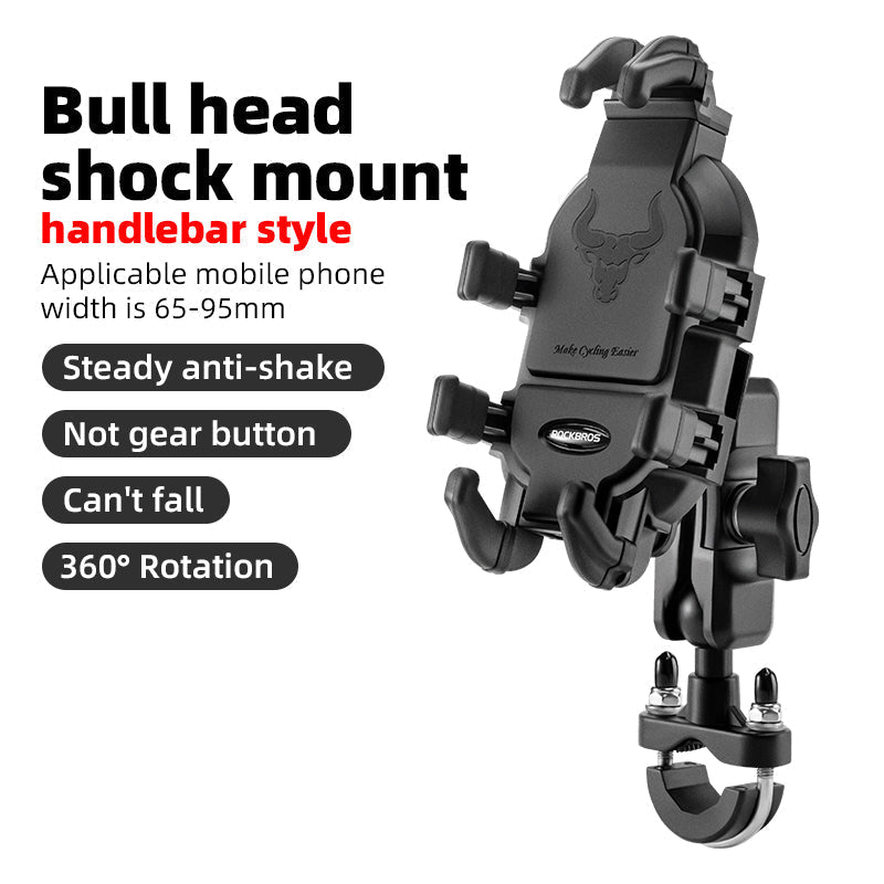 Shock-Absorbing Phone Mount – Metal Construction, 360° Rotation, Universal Fit