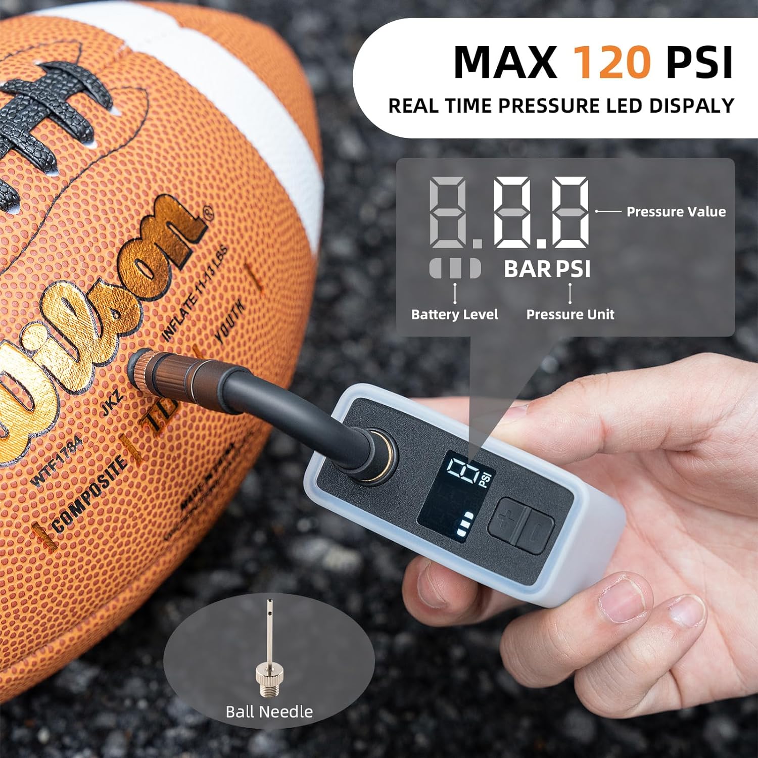 Ultra-Compact Electric Bike Pump – 120 PSI, 4.4oz, Fast USB-C Charging