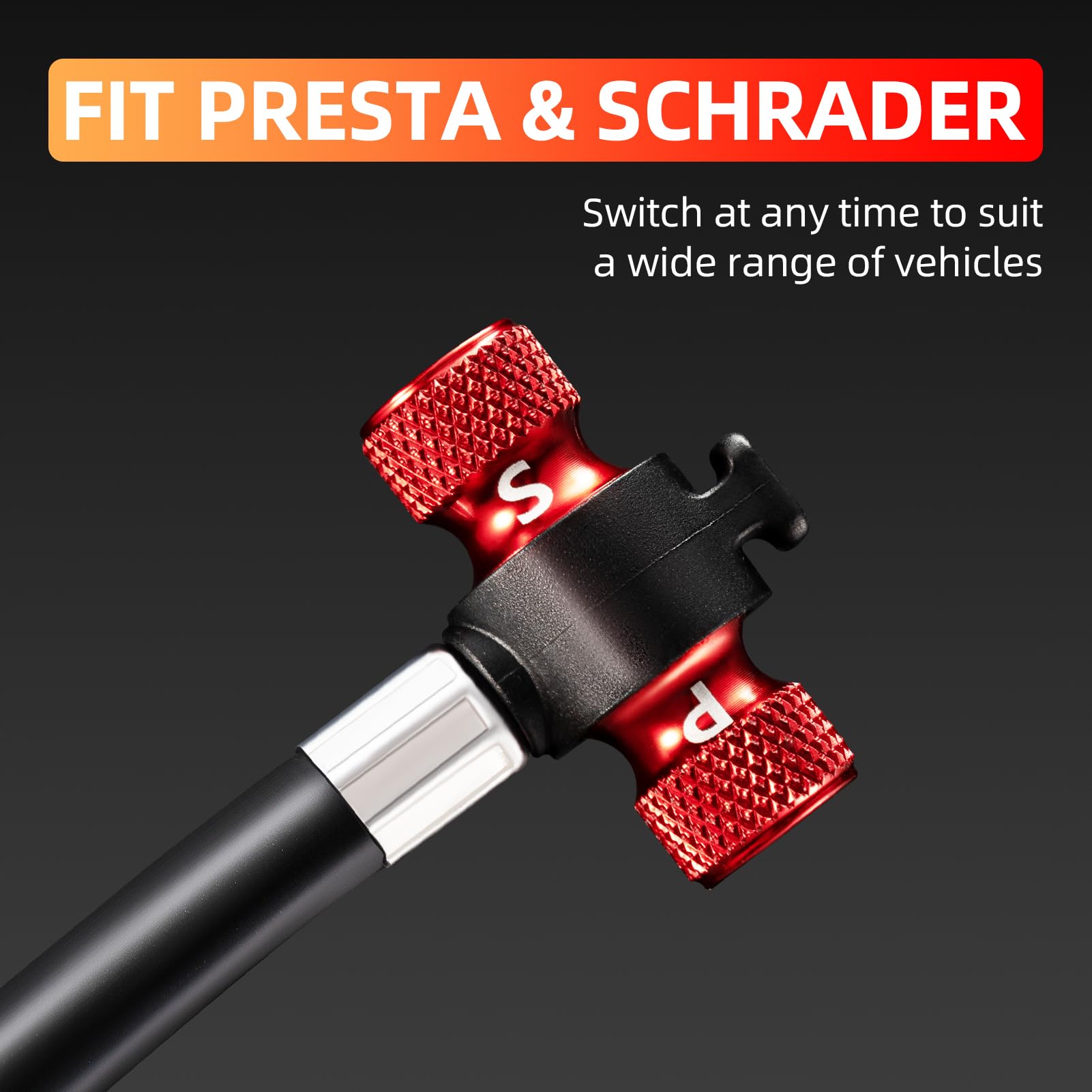 2-in-1 Manual Bike Pump – Hand Pump or Floor Pump, 220 PSI, Hidden Gauge