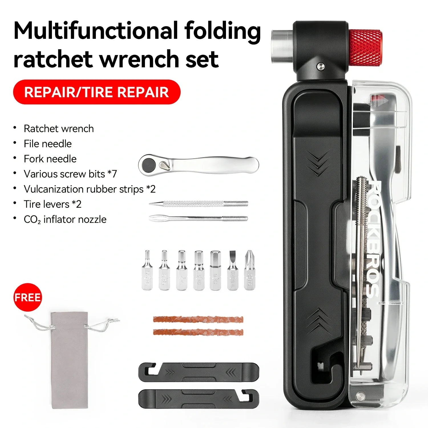15-in-1 Mini Ratchet Tool Kit – Complete Emergency Repair Set with Storage Bag