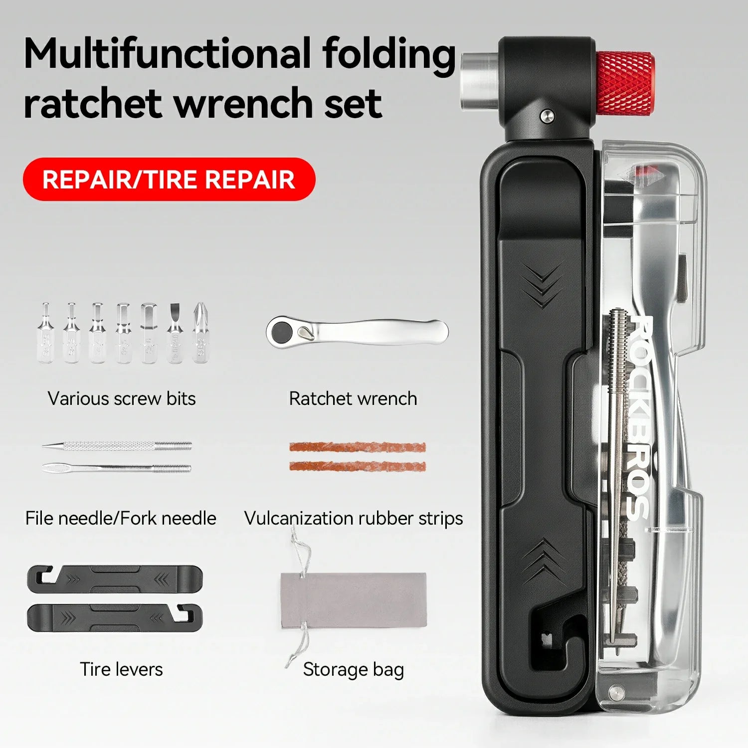 15-in-1 Mini Ratchet Tool Kit – Complete Emergency Repair Set with Storage Bag